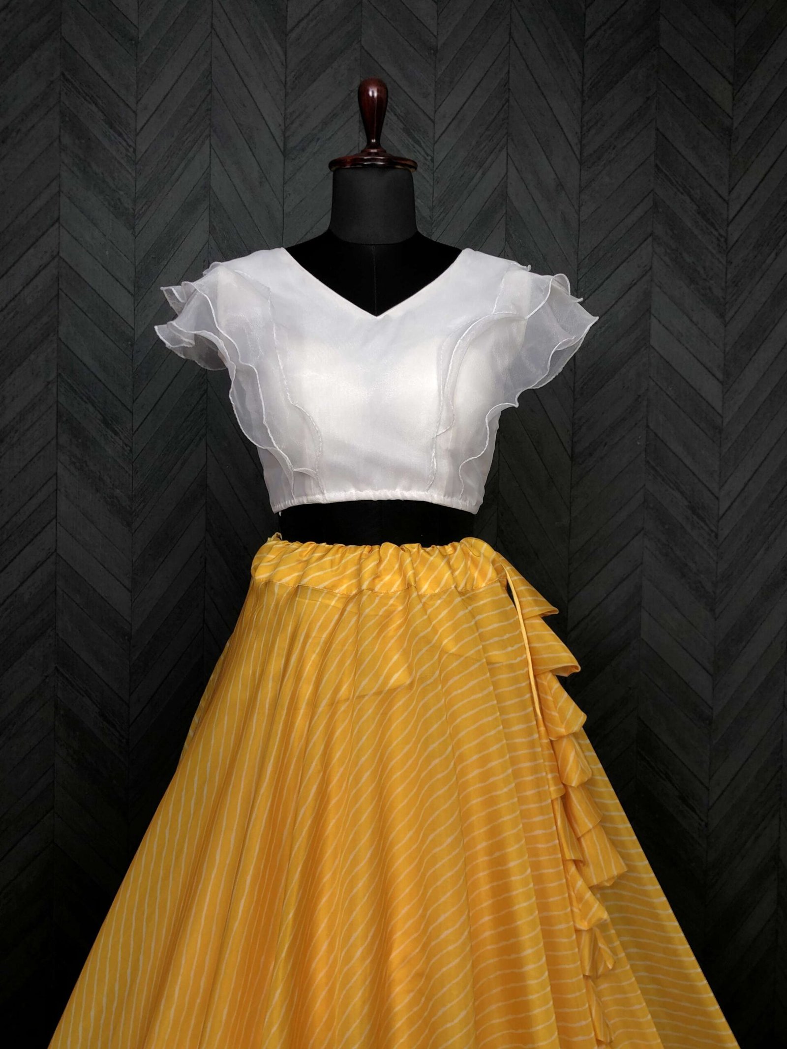Premium Designer Leheriya Digital Printed Organza Lehenga Choli Set