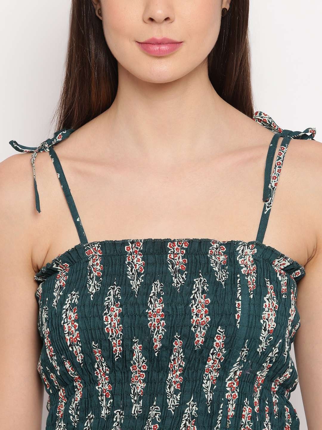 Women's Rayon Printed Casual Summer Style Tie Shoulder Straps Free Size Tank Top ( Multi18) - Image 4