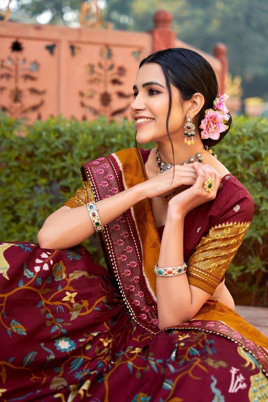 Magenta Maroon Tussar Silk Lehenga Choli with Magenta Maroon Blouse | Minakari & Foil Print | Wedding & Festive Wear