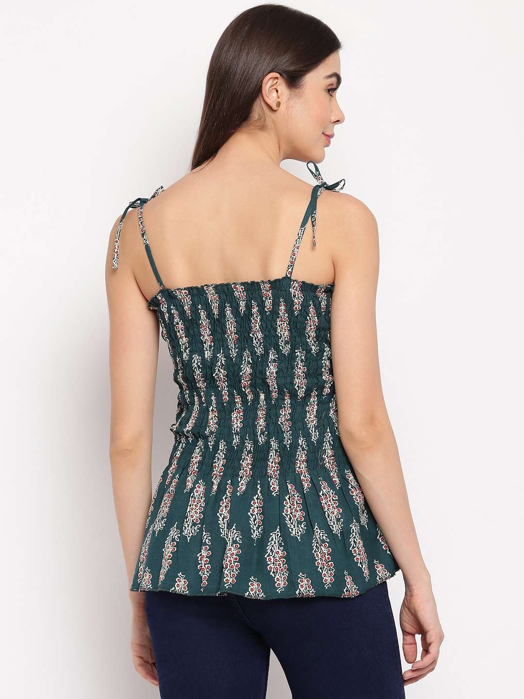 Women's Rayon Printed Casual Summer Style Tie Shoulder Straps Free Size Tank Top ( Multi18) - Image 2