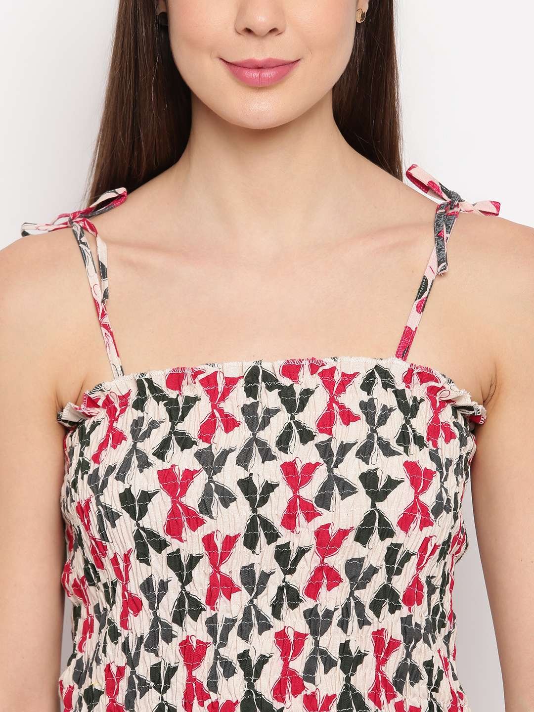 Women's Rayon Printed Casual Summer Style Tie Shoulder Straps Free Size Tank Top ( Multi16 - Image 4