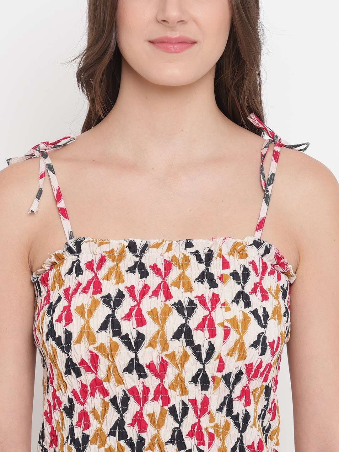 Women's Rayon Printed Casual Summer Style Tie Shoulder Straps Free Size Tank Top ( Multi12) - Image 4