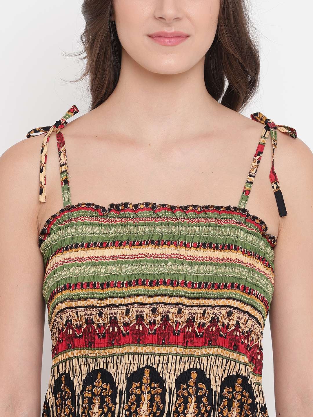 Women's Rayon Printed Casual Summer Style Tie Shoulder Straps Free Size Tank Top ( Multi4) - Image 4
