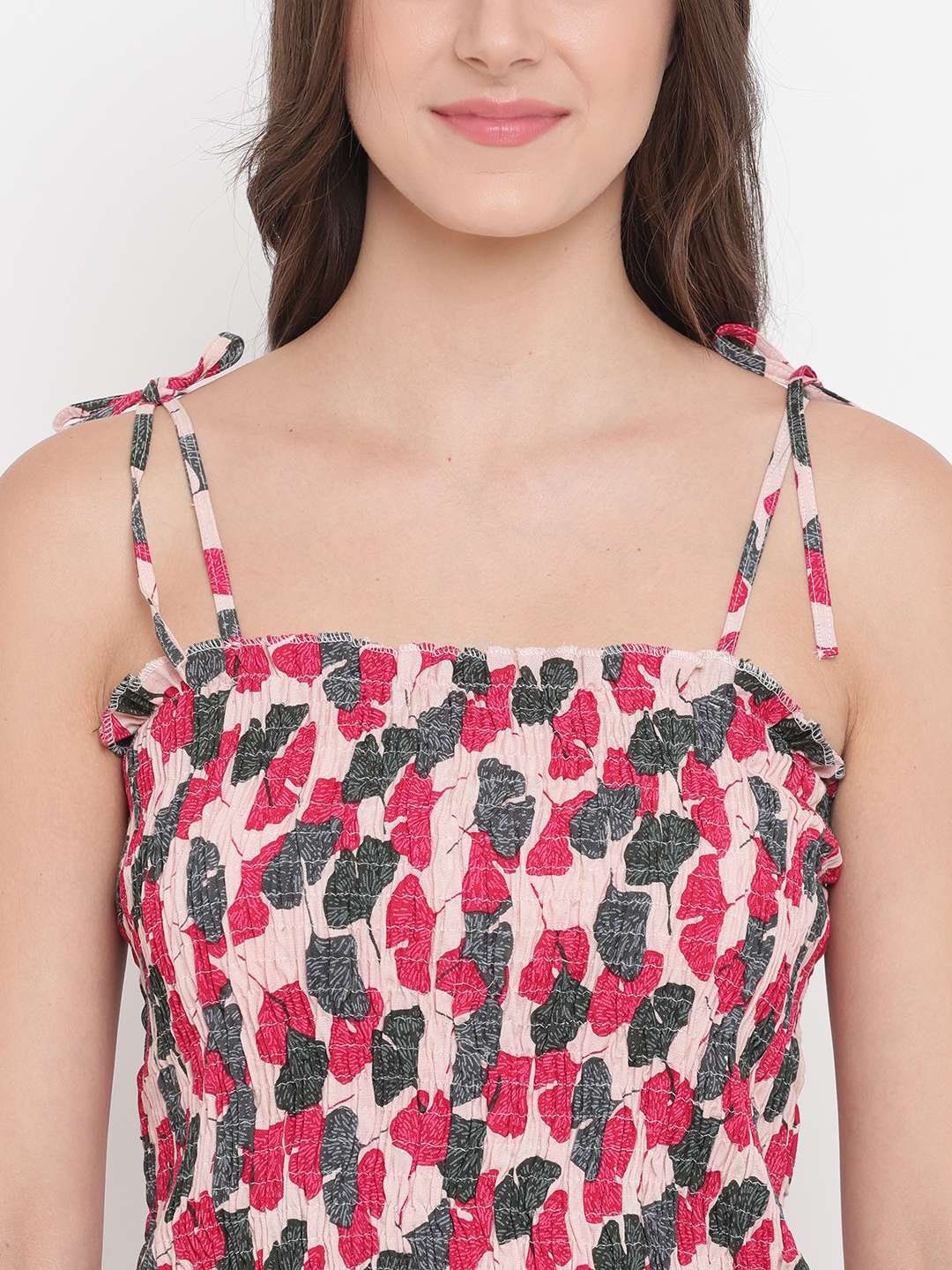 Women's Rayon Printed Casual Summer Style Tie Shoulder Straps Free Size Tank Top ( Multi13) - Image 4