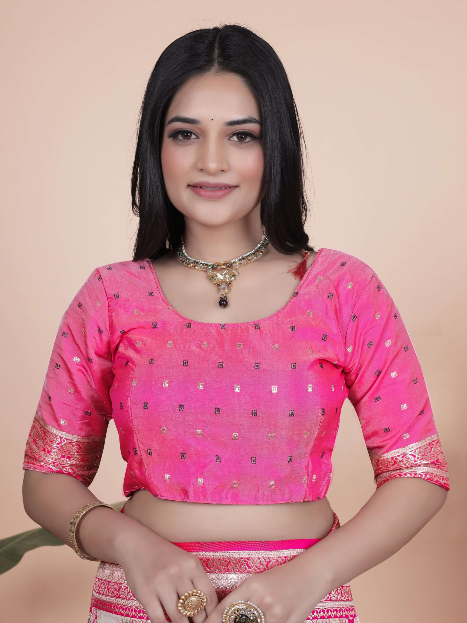 Cream & Pink Banarasi Silk Saree with Silver Zari | Wedding, Party & Traditional Wear | Elegant Banarasi Saree with Contrast Pallu - Image 2