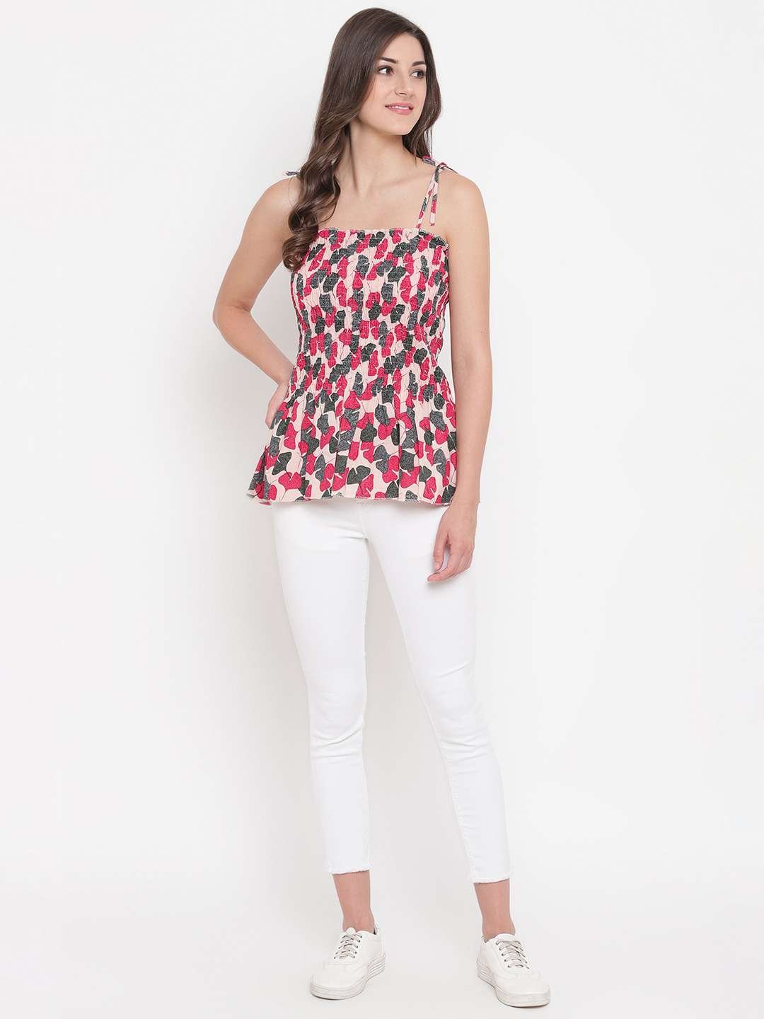 Women's Rayon Printed Casual Summer Style Tie Shoulder Straps Free Size Tank Top ( Multi13) - Image 3