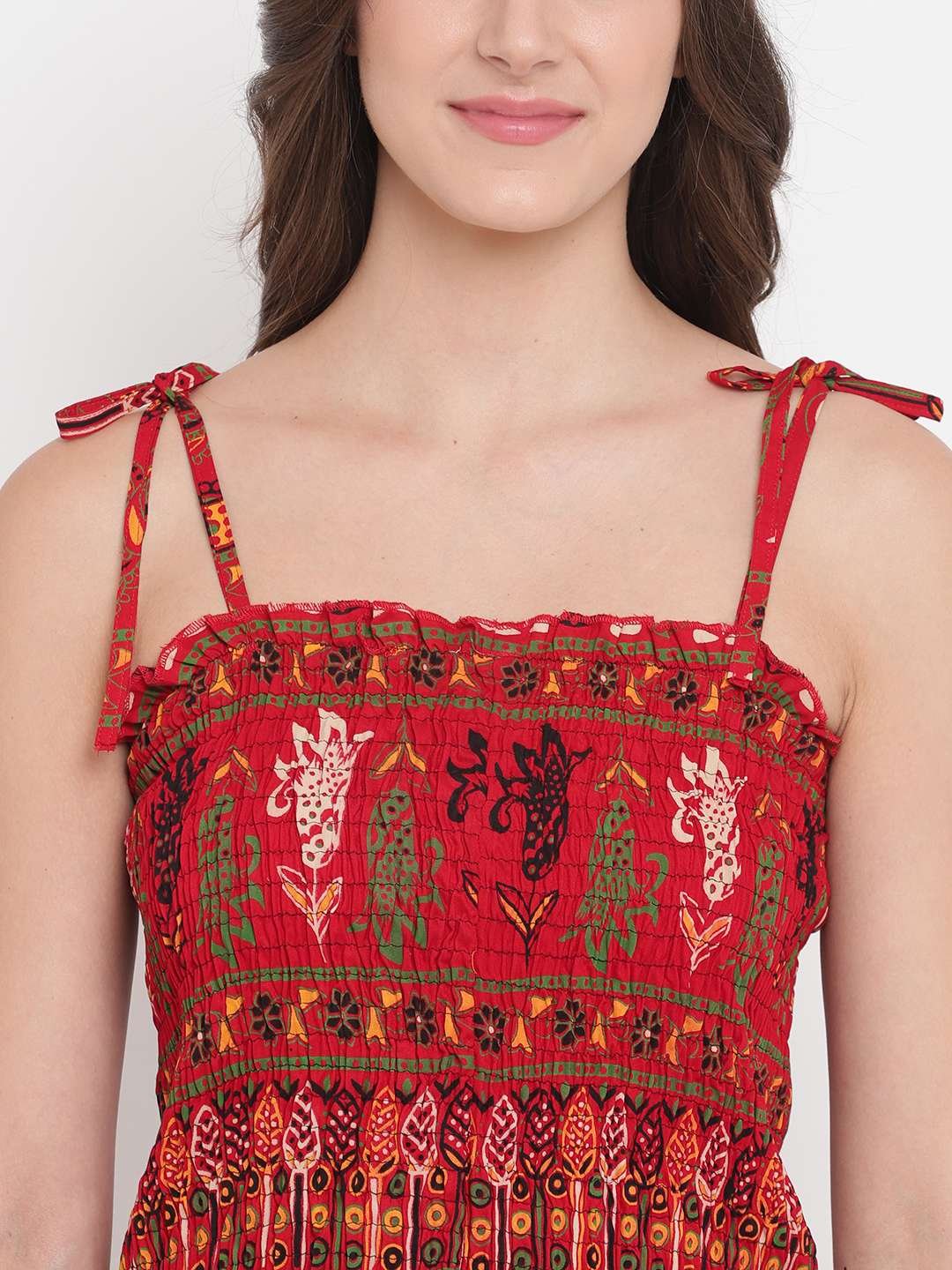 Women's Rayon Printed Casual Summer Style Tie Shoulder Straps Free Size Tank Top ( Multi7) - Image 4