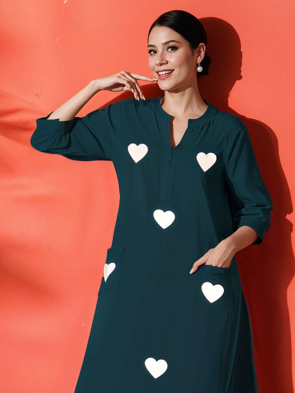 Women's Cotton Embroidered Straight Kurti With Pant Set - Image 3