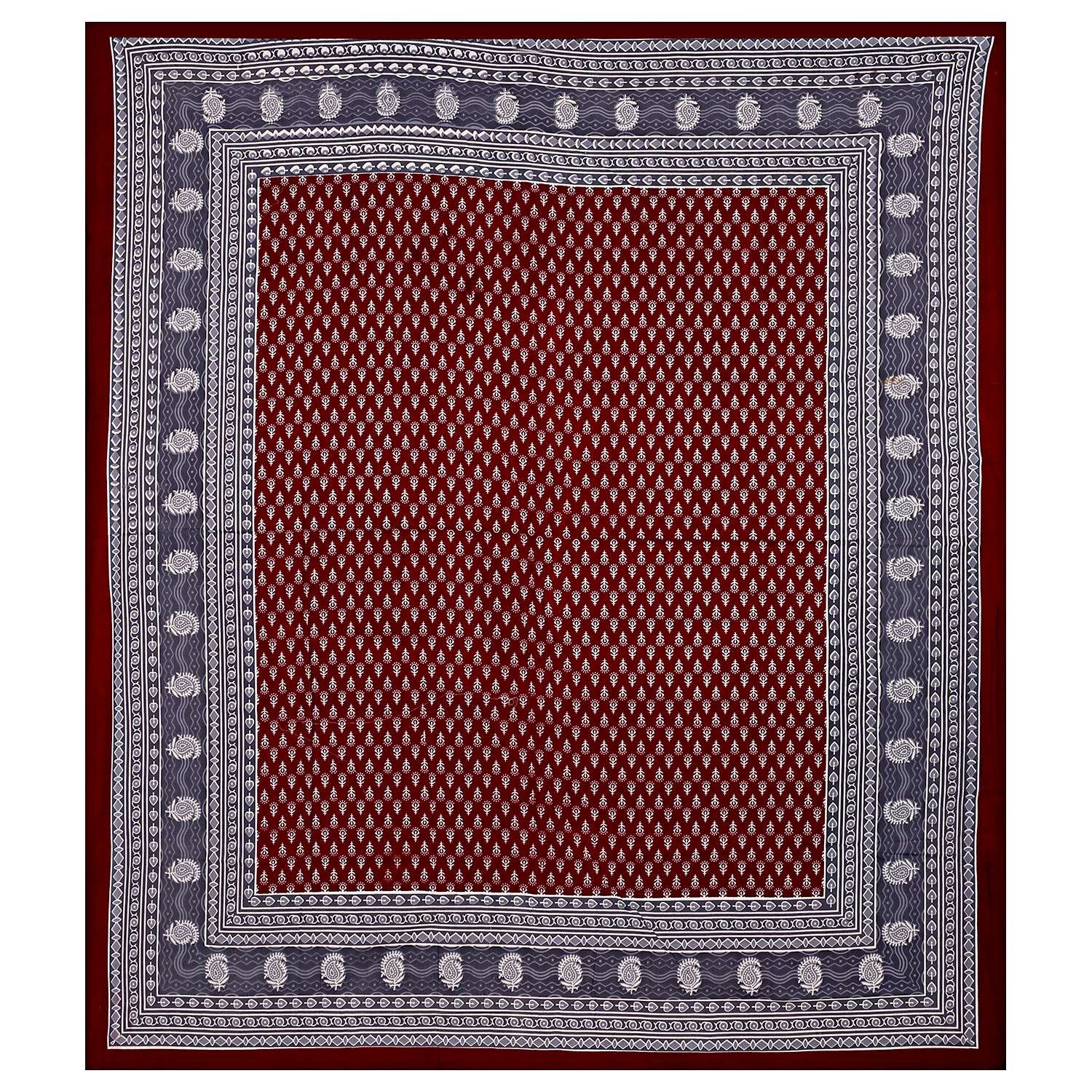 Rajasthani Traditionally Printed Cotton Doublebed Bedsheet With Pack of 2 Pillow Covers - Image 2