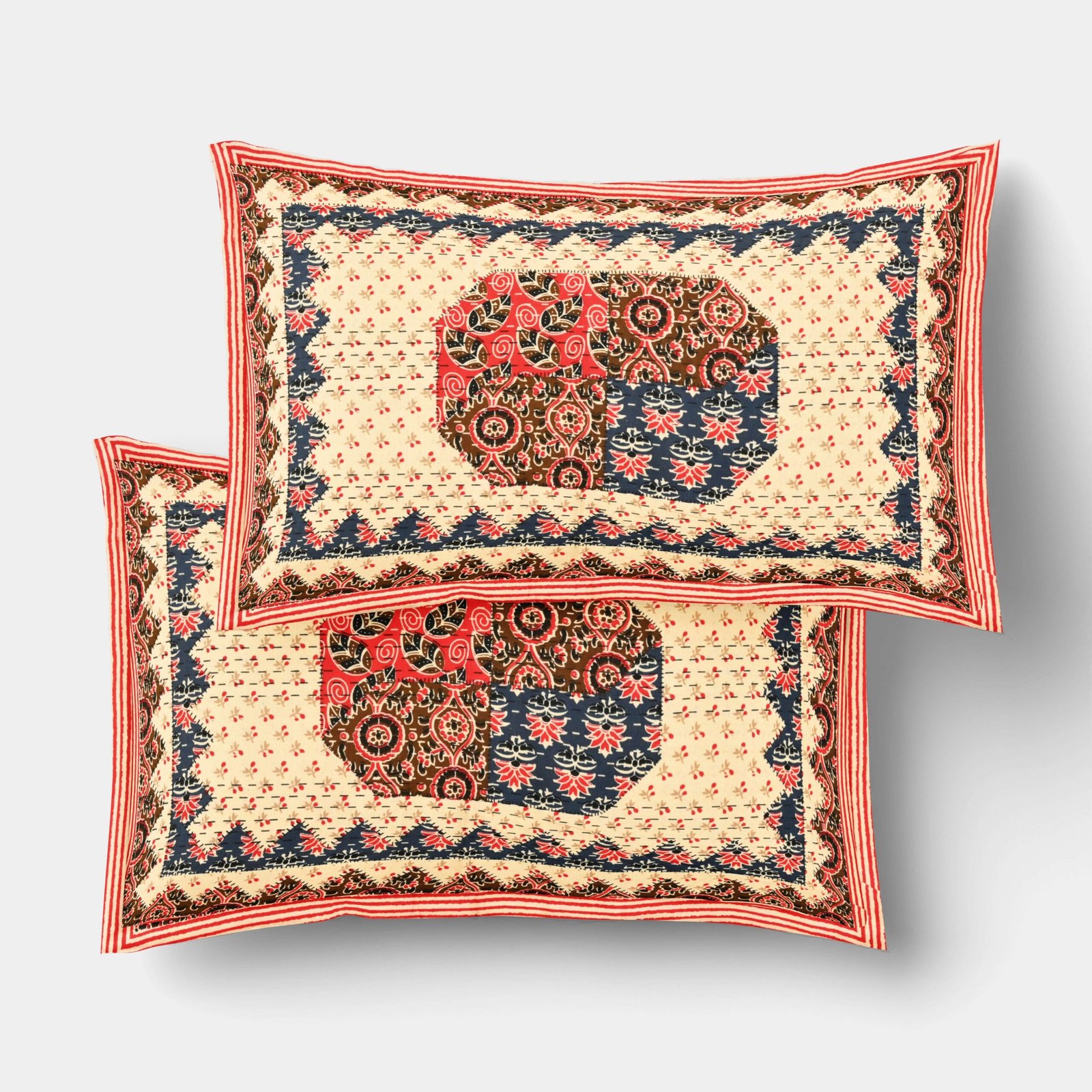 Rajasthani Traditionally Printed Cotton Doublebed Bedsheet With Pack of 2 Pillow Covers - Image 4