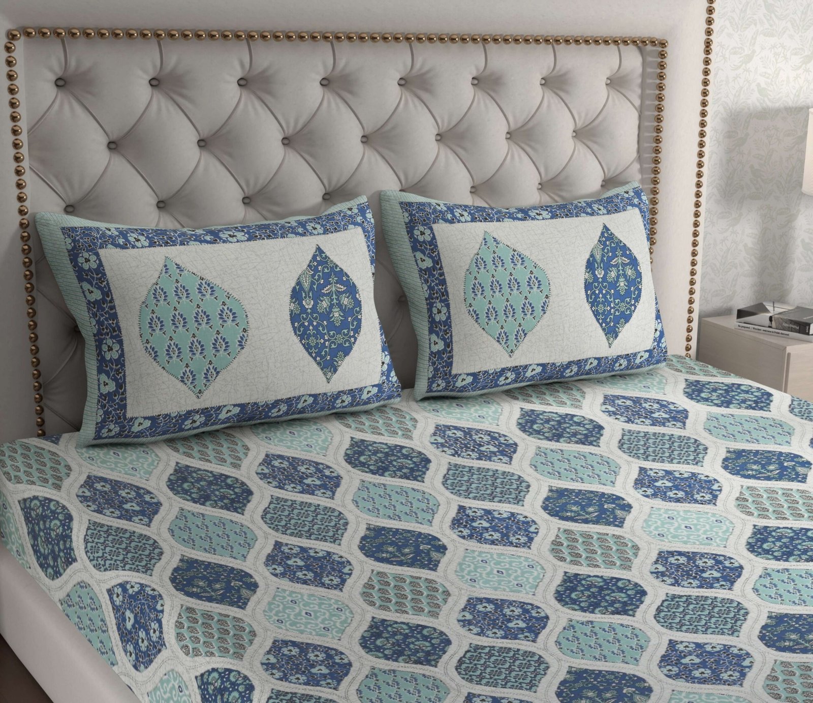 Rajasthani Traditionally Printed Cotton Doublebed Bedsheet With Pack of 2 Pillow Covers - Image 3