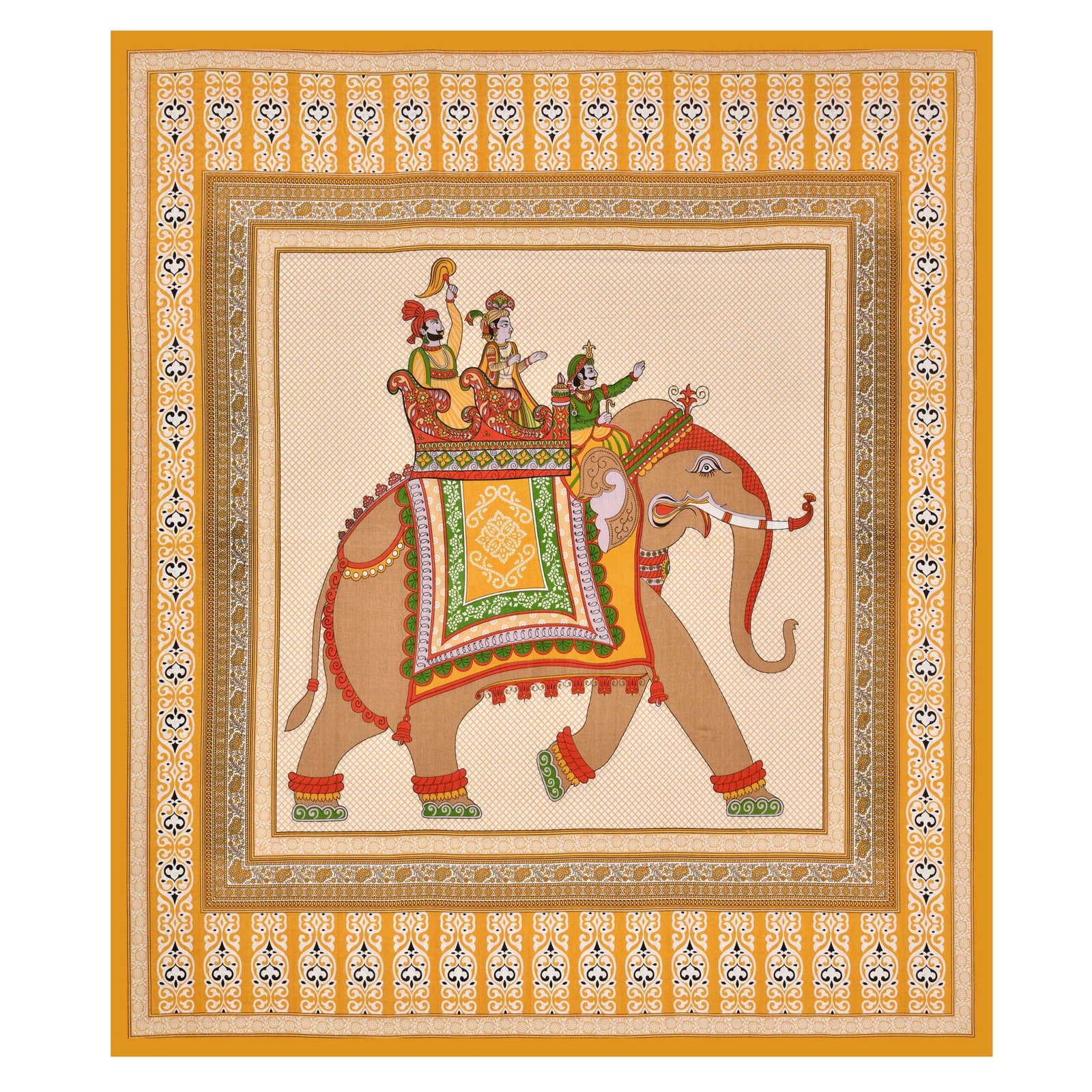 Rajasthani Traditionally Printed Cotton Doublebed Bedsheet With Pack of 2 Pillow Covers - Image 3