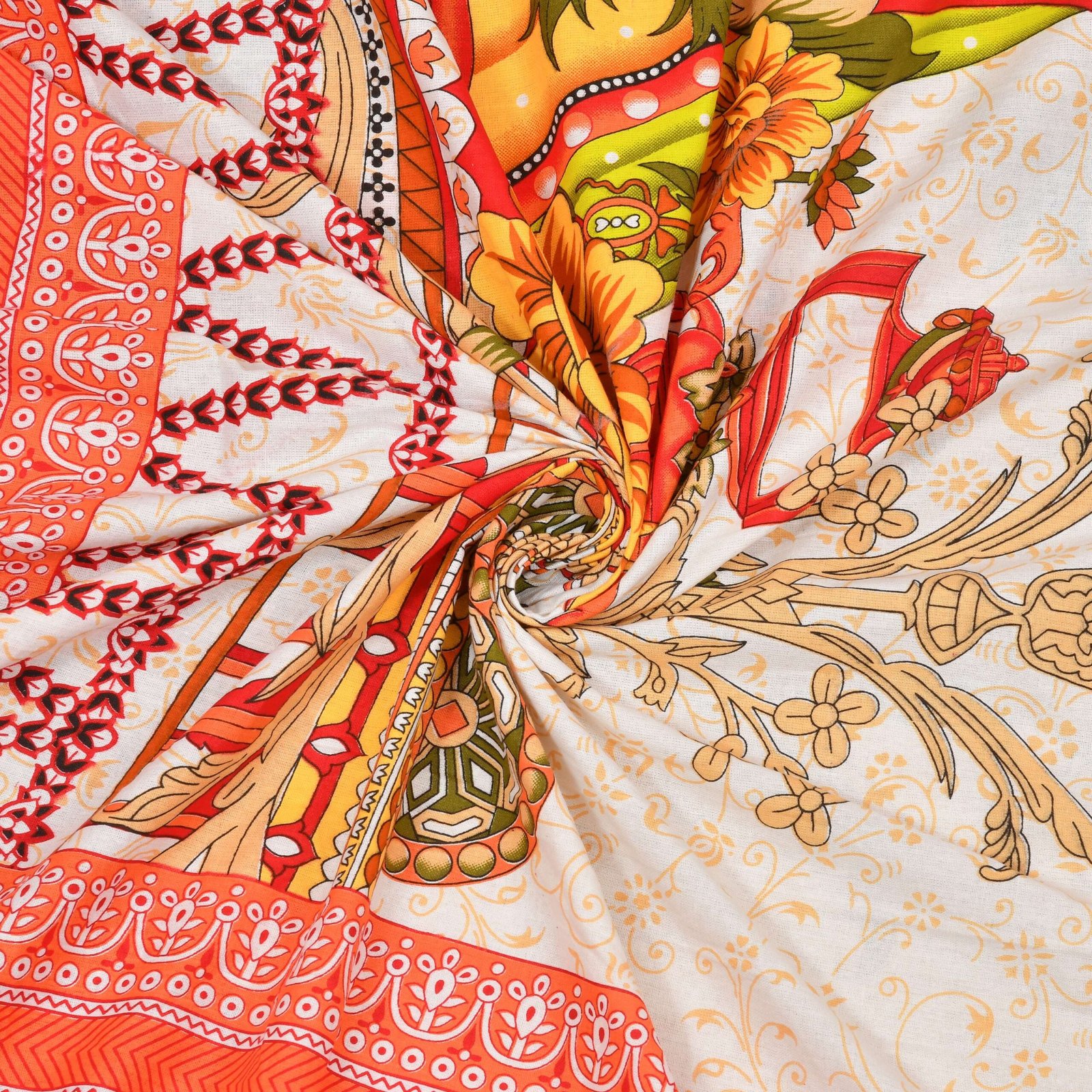 Rajasthani Traditionally Printed Cotton Doublebed Bedsheet With Pack of 2 Pillow Covers - Image 4